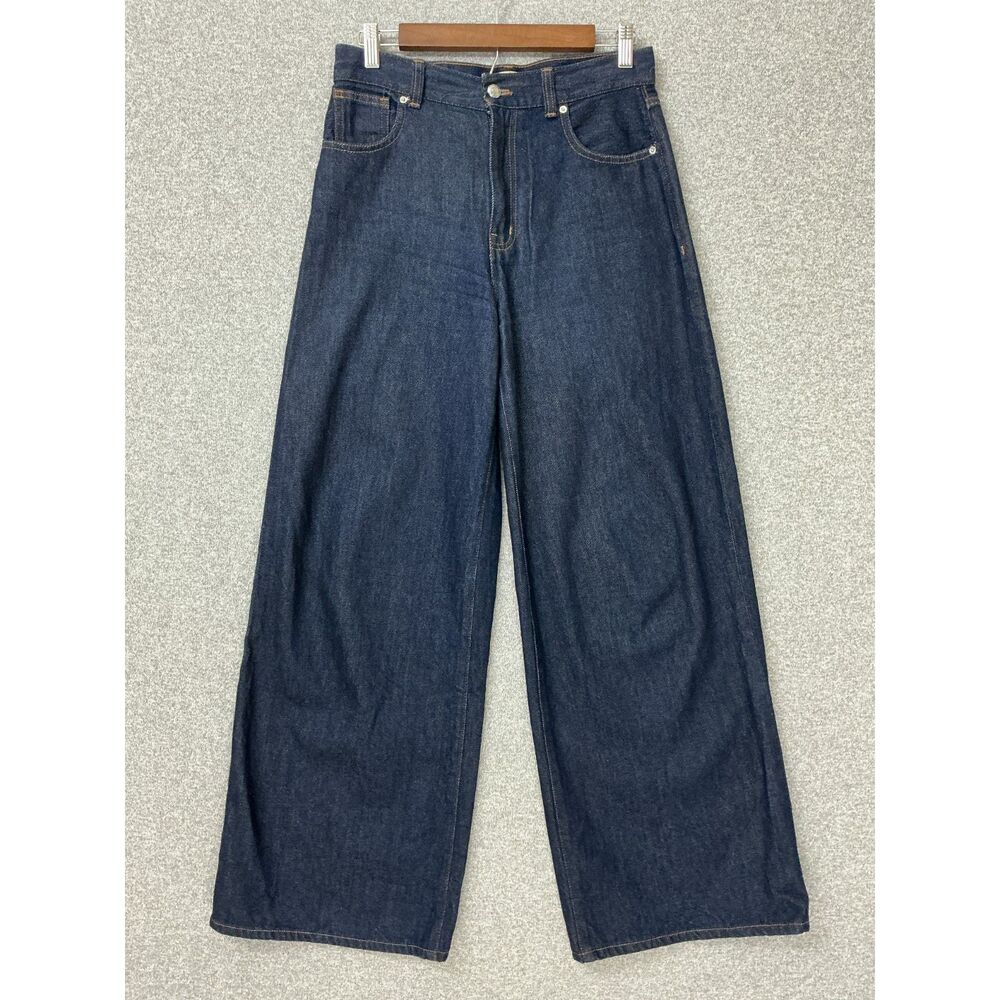 Madewell Superwide-Leg Jeans Size 26 Dark Indigo Raw Rinse Wash Rigid Denim